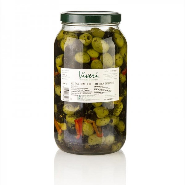 Oliven Mischung | Vi... Kern schwarze ohne & eingelegt 1,8 Antipasti kg pikant Oliven 3 | kg, | grüne Abtropfgewicht DELI-VINOS Delikatessen