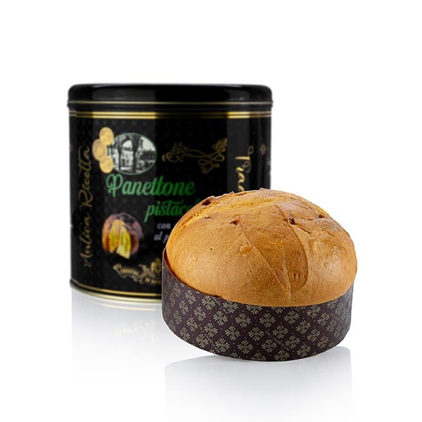 Paolo Lazzaroni - Weihnachtskuchen Panettone Pistazie Metalldose Schwarz Lazzaroni